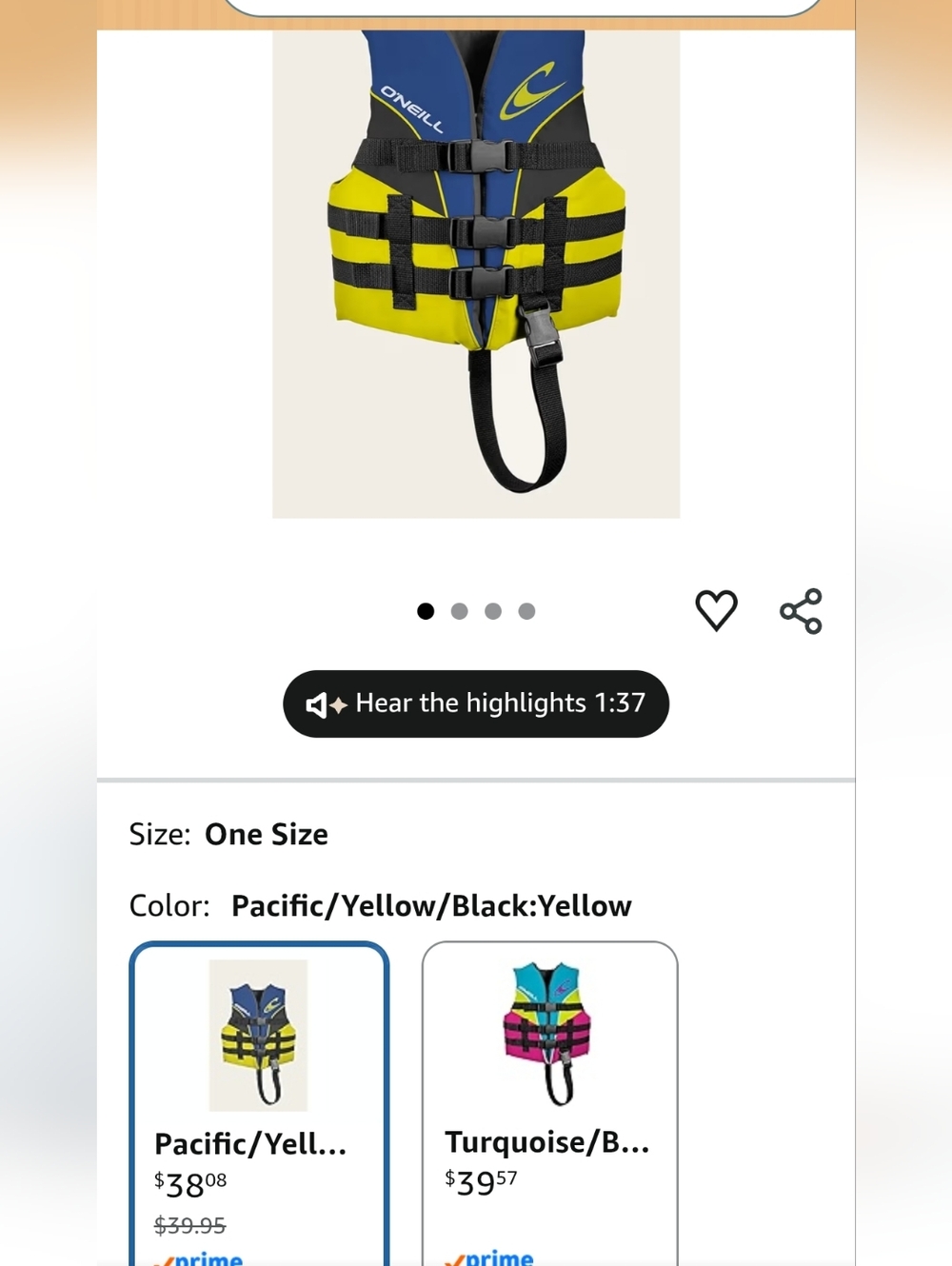 O'Neill Safety Vest USCG Approved Type III 30-50 Lbs - Picture 6 of 6